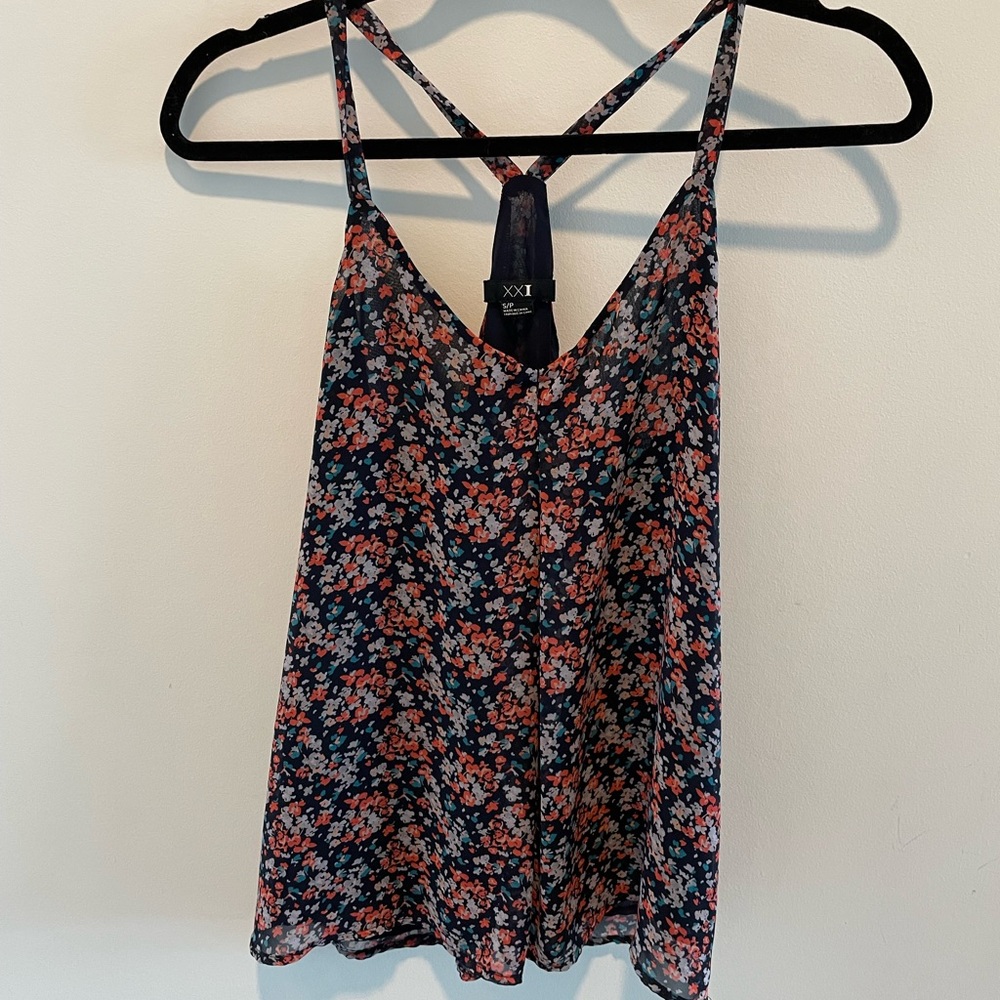 Forever 21 floral racerback tank top blouse, size S